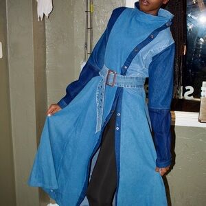 Stylish Blue Denim Long Coat